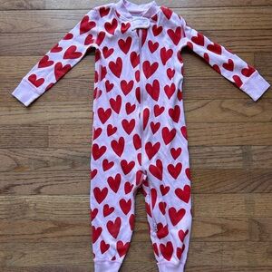 Hanna Andersson heart pajamas - one piece zippered- excellent condition!